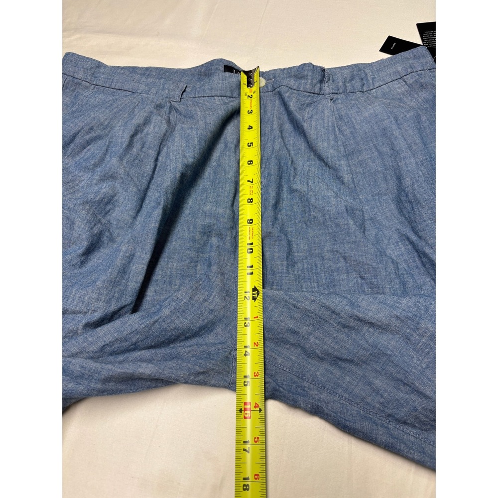 NWT Lauren Ralph Lauren Woman 16W W40 L32 Blue Chambray Wide Leg Pleated Pants - Picture 8 of 12